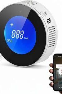 Detector de gas metano WiFi CommerceXone con pantalla LCD y certificado EN 50194